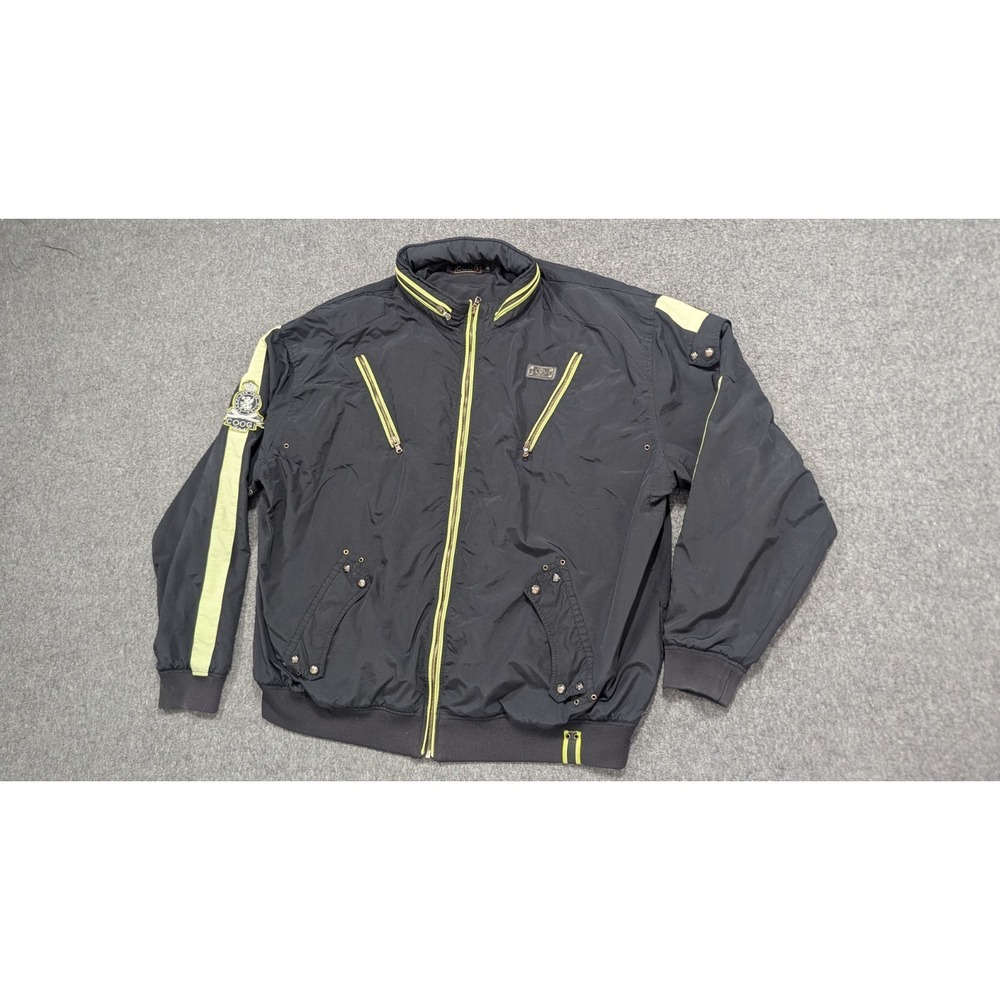 Coogi Track Jacket Mens 5XL Black Lime Green Retro Streetwear 1969 Bomber